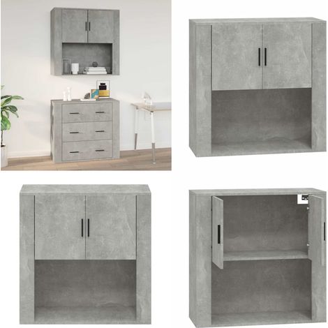 Wandschrank Betongrau 80x33x80 cm Holzwerkstoff - Hängeschrank - Wandschrank - Regal - Aufbewahrung - Wohnzimmer - Home & Living (1/5)