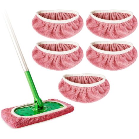 Lingettes polaires corail pour balai Swiffer - Lot de 5 - Rose, 25,4 x 11,5 cm (Compatibles avec les balais Swiffer)