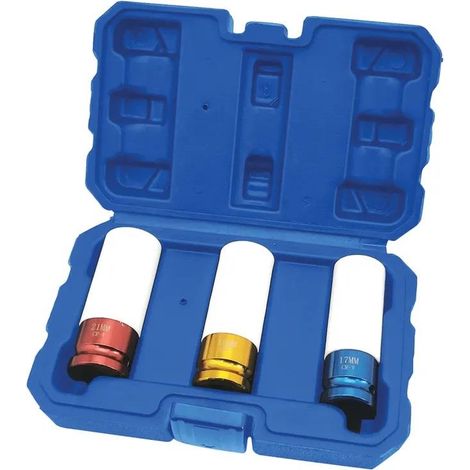 Goodyear Alloy Wheel Nut Deep Impact Socket Set 1/2"" Drive 17 19 21mm 901865