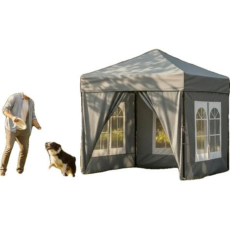Tente Gazebo, Design Portable, Résistante aux Intempéries, vert armée (1/2)
