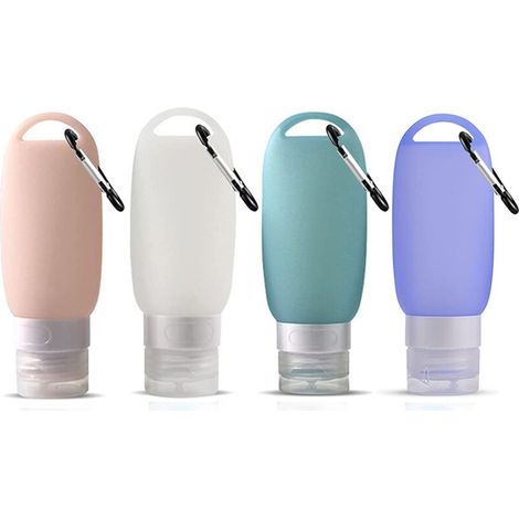Flacon Vide Voyage, Bouteilles de Voyage en Silicone Anti-Fuite Flacons de Voyage Rechargeables Portables Conteneurs de Désinfection pour Les Mains, pour Gel, Savon, Shampoing et Lotion 40ML Fontaine (1/5)