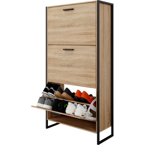 CASABEL Meuble A Chaussure Industriel 18 Paires, Pour Entrée, Couloir - Bois Clair (1/5)