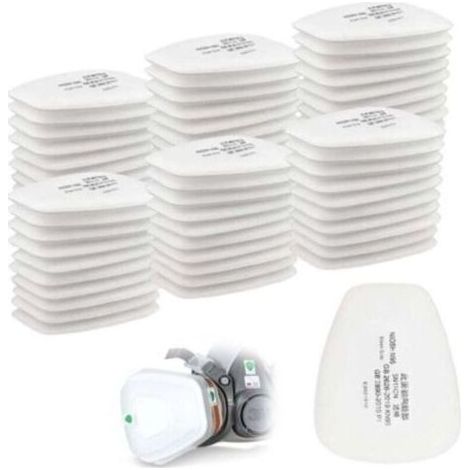 60-Piece Cotton Filter Set for 3M Full Face Masks, 5N11 CN Insert Filters Compatible with 6000, 6200, 6800, 7501, 7502 and FF402, White (1/4)