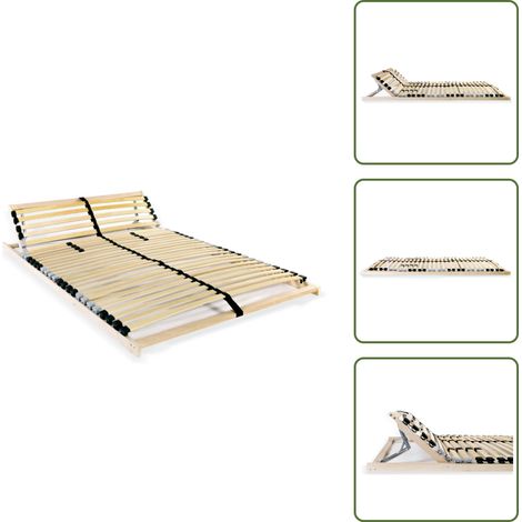 Sommier à lattes sans matelas avec 28 lattes 7 zones 140x200 cm - Sommier À Lattes - Lit Double - Cadre De Lit - Sommier Plateforme - Lit Confortable (1/5)