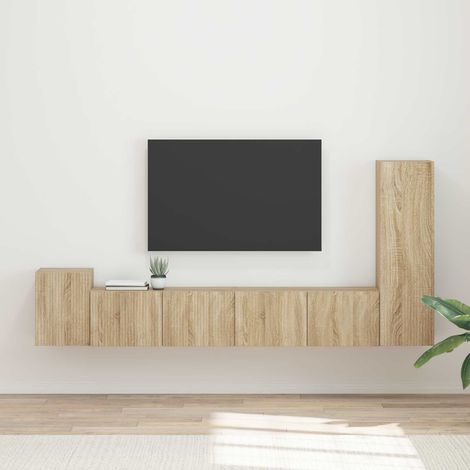 TV-Schrankset Wandmontiert 3 pcs Sonoma-Eiche Holzwerkstoff