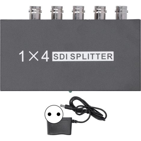 F214 Splitter SDI 1x4 100-240V - Répéteur Extendeur SD/HD/3G pour Signal Vidéo (Fiche UE)