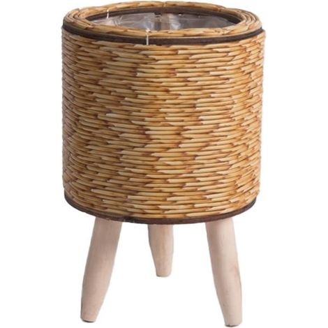à Fleurs TisséEs en Rotin Imitation Vintage, Panier de Rangement Fait à la Main avec Pieds en Bois, Support pour Pot de Fleurs, E (1/4)
