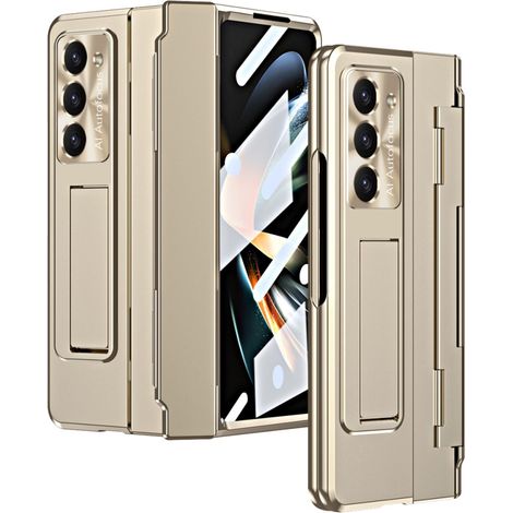 Funda protectora de policarbonato con soporte y protección para bisagras para Samsung Galaxy Z Fold6 5G - Dorado (1/5)