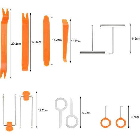 Strumenti per la rimozione delle finiture, set di strumenti per la rimozione del pannello della portiera dell'auto in plastica da 12 pezzi, strumento di fissaggio/rimozione della console radio audio,  (1/4)