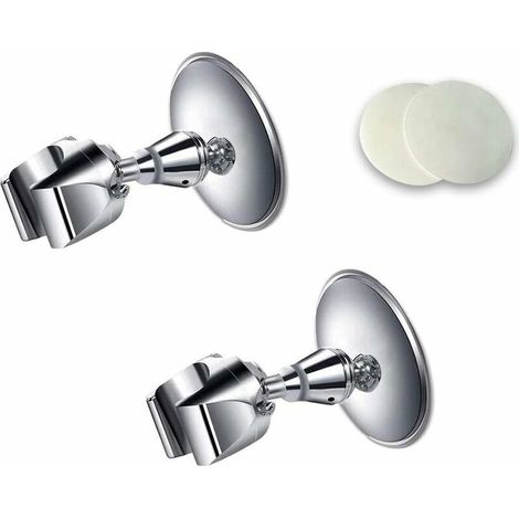 Support de douche à main réglable Support mural de douche chromé, utilisé pour tuyau de douche standard, ventouse puissante fixée manuellement au mur, lot de 2 (1/5)