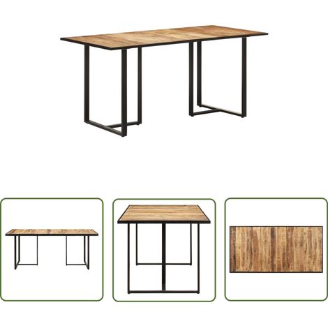 The Living Store Table de salle à manger 160 cm Bois de manguier brut - Table À Manger - Table Industriel - Table Bois - Table Manguier - Meubles Salon (1/5)