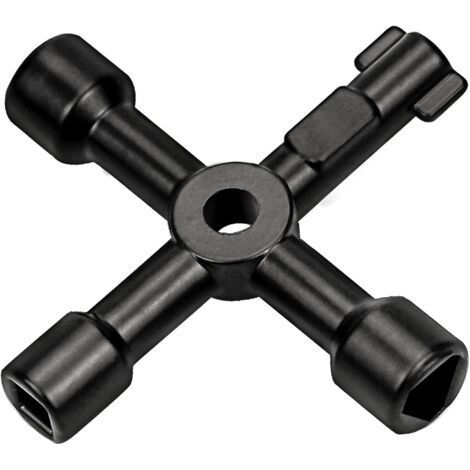 Clé utilitaire multifonction, clé croisée multifonction 4 en 1, pour serrure de robinet de tableau de bord de radiateur à gaz - 73 mm, noir (1/4)