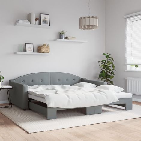 vidaXL Lit de jour avec lit gigogne gris foncé 100x190 cm tissu (1/5)