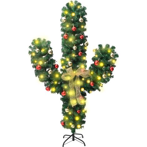 Cactus de Noël avec support et LED Vert 180 cm PVC CFW414296 (1/5)