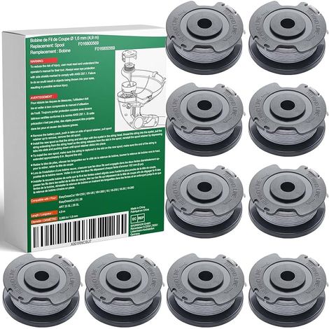 11 Pack Bobine de Fil de Coupe Pour Bosch Coupe-Bordures EasyGrassCut, 4,9 M de Fil de 1,6mm de Diamètre F016800569 (10 Bobine Fil Coupe Bordure,1 Couvercle)