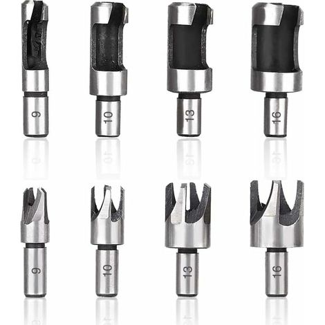 Pièces Fraise à Bouchonner Bois, Mèche à Bouchon Bois 6 mm/10 mm/13 mm/16 mm, Acier Carbone Bois Plug Perceuse pour le Travail du Bois, Forets à Bois à Griffe et Coniques (1/5)