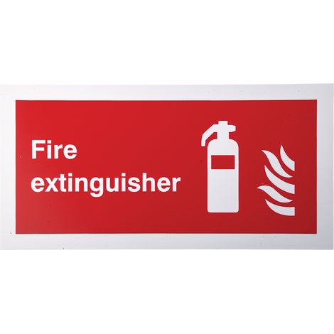 Panneau de sécurité incendie, Fire Extinguisher, texte en Anglais, Rouge/Blanc, Plastique ( Prix pour 1 ) (1/3)