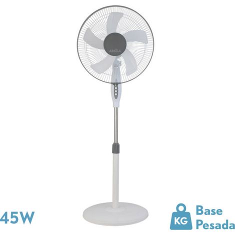 Weiß/Grauer Standventilator von Belmonte, 45 W, 3 Geschwindigkeiten, oszillierend (1/2)