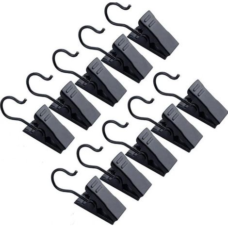 Lot de 10 pinces à rideaux noires avec clip, pour photos, décoration, loisirs créatifs et affichage (1/5)