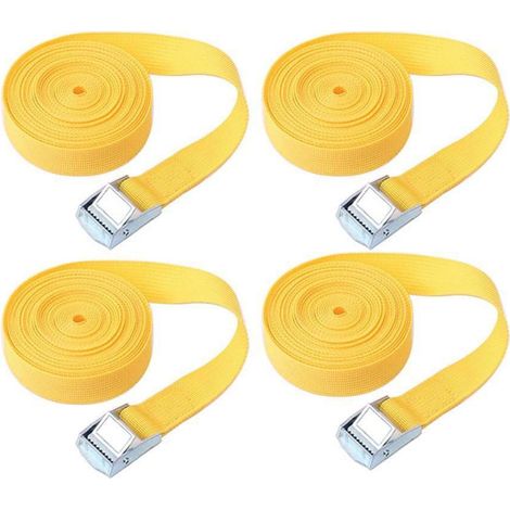 Spanngurte mit Ratsche 4 Stück 3m x 25mm Gelb für Fracht & Gepäck