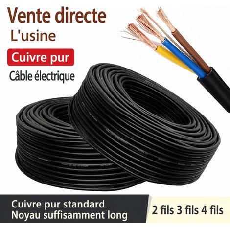 Câble d'alimentation secteur AC cuivre pur 3 conducteurs 0,75 mm² gaine PVC 1 m ac-3c-t075 0.75 pvc 100 g – Livraison gratuite (1/5)