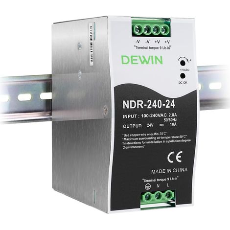 24V 10A 240W DIN-Schienen-Netzteil, DIN-Schienen-Netzteiltransformator, AC100-240V 2,8A Eingang, DC24V 10A Ausgang, NDR-240-24 Industrie-Schaltnetzteil (1/5)