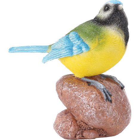 Estatua de pájaro de jardín, escultura decorativa, figura de pájaro para uso interior y exterior, jardín, porche, terraza, estante, adorno de pájaro sobre piedra. (1/5)