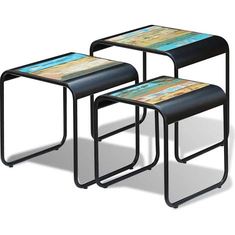 vidaXL Tables gigognes 3 pcs Bois de récupération massif (1/5)