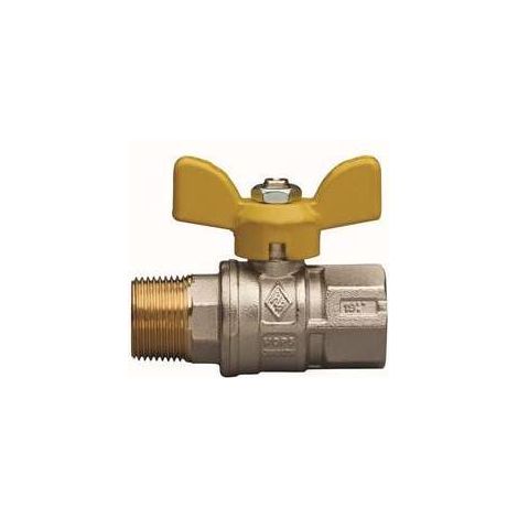 VALVOLA A SFERA PER GAS A PASSAGGIO TOTALE FIL. MF  CON FARFALLA Misura: 3/4" DN 20