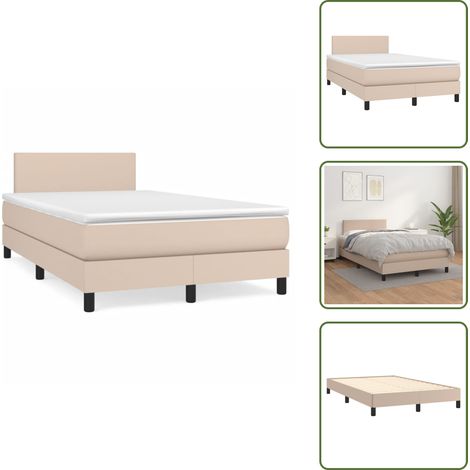 The Living Store Sommier à lattes de lit matelas cappuccino 120x190cm similicuir - Matelas ensaché