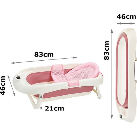 Wolketon Baby Badewanne für Neugeborene – faltbare Babywanne mit Temperatur-Sensor, Kinderbadewanne (Rosa) (1/4)