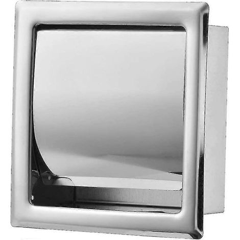 Porte-papier toilette encastré, porte-rouleau de papier toilette en acier inoxydable, boîte à papier toilette étanche et polie (1/4)