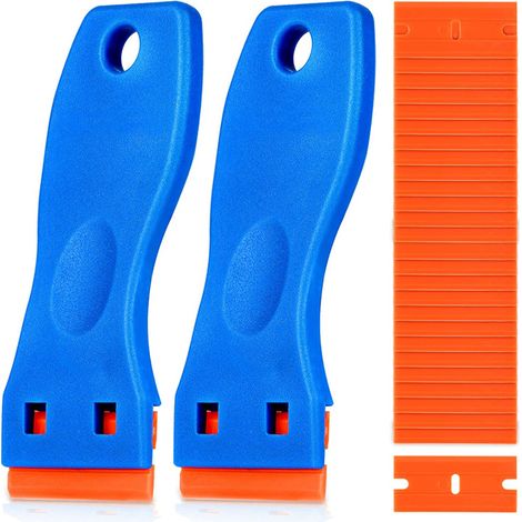 Lot de 100 grattoirs en plastique pour plaques vitrocéramiques, parfaits pour retirer étiquettes, colle, autocollants et décalcomanies. (1/5)