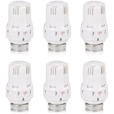 Tete Thermostatique Radiateur, 6 Pièces Tête de Vanne de Radiateur, Robinet Thermostatique Radiateur, M30 X 1,5 Tête de Thermostat, Tête de Radiateur pour Le Bureau et La Maison(A)-différentes quantit (1/5)