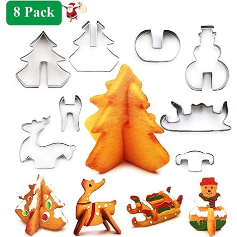 Ausstechformen Weihnachten Set,8 Stück Keksausstecher Weihnachten,Plätzchenausstecher Plätzchenförmchen Keksformen,Ausstechformen Fondant Keksausstecher aus Edelstahl für Weihnachten Kekse Backen