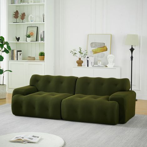 Canapé 2 places modulaire 224x104x66 cm vert en tissu maille 3D avec accoudoirs larges et sans montage (1/5)