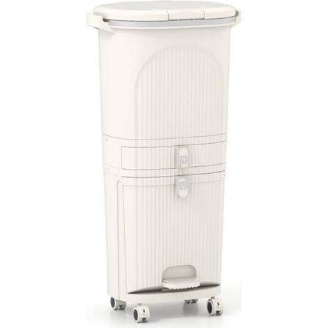 Poubelle de cuisine 3 niveaux pour tri sélectif, 2 bacs amovibles 12 L + compartiment 14 L, gain de place (1/5)