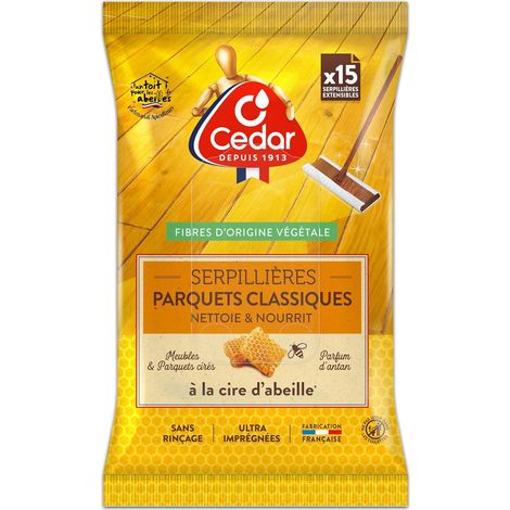 Serpillères Parquets Classiques, Lingettes pour Parquets Cirés, Compatibles Balai Plat - x15 (1/5)