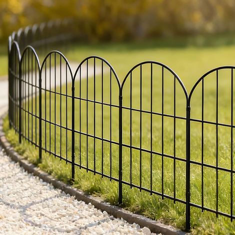 Dekorativer Gartenzaun aus Metall, 60 cm (H) × 33 cm (B), 10 – Hundebarriere (10 Paneele, Gesamtlänge 3,3 m) (1/5)