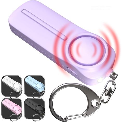Porte-clés d'alarme d'autodéfense – Sifflet puissant de 130 dB – Porte-clés d'alarme de sécurité d'urgence (violet) (1/5)
