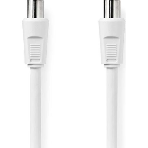 Nedis Koaxial Kabel / IEC (Coax) Stecker / IEC (Coax) Buchse / Vernickelt / 90 dB / 75 Ohm / Doppelt geschirmt / 2.00 m / Rund / PVC / Weiss / Label