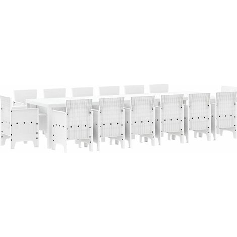 Maison Exclusive - Set da Pranzo per Giardino 15 pcs Bianco Rattan Polt