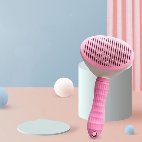 Haustierpflege-Set mit Flohkamm und Scherbürste – Feine Nadeln, rosa (1/4)