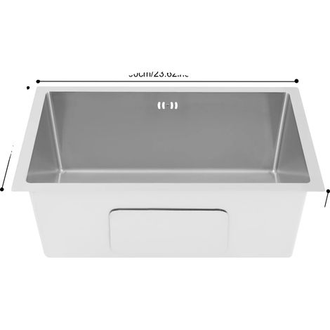 Évier de cuisine, construction en acier inoxydable, conception de drainage efficace, Argent (1/2)