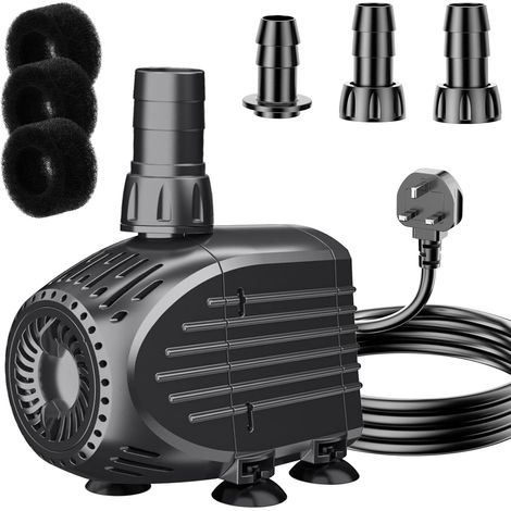 Pompe submersible Biling pour bassin à eau sale, 60 W, 3200 l/h, silencieuse, avec filtre, pour une circulation d'eau écoénergétique et un aménagement paysager. (1/5)