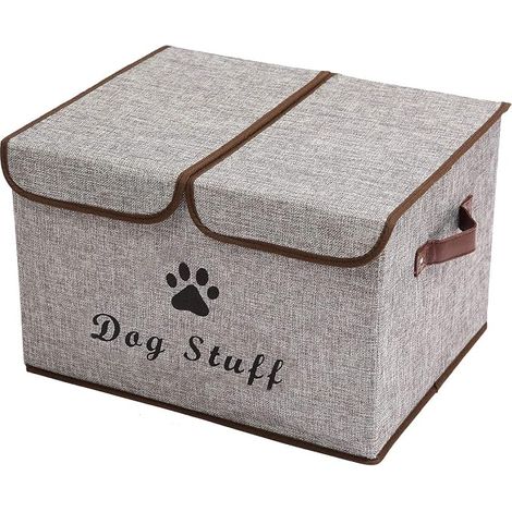 Boîtes de rangement en tissu pour jouets, Cube de rangement pliable avec couvercle et poignée, Convient pour les accessoires/jouets/lothes-43 x 31 x 26 cm - Gris (1/5)