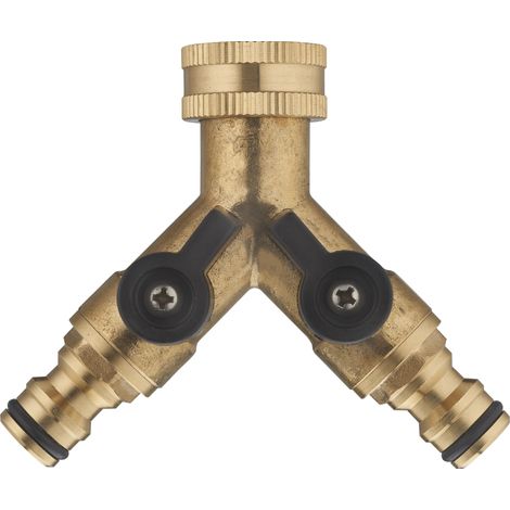 Nez sélecteur de robinet de jardin double Y automatique – Raccord femelle 20x27 (3/4) – Résistant aux UV et intempéries – Installation facile – Aroz