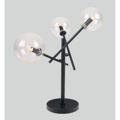 Lampada da tavolo glamour nera 3 sfere vetro Maxlight