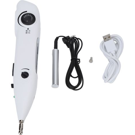 Stylo de massage électroacupuncture portable rechargeable, réglable pour méridiens et points d’énergie, usage domestique. (1/5)