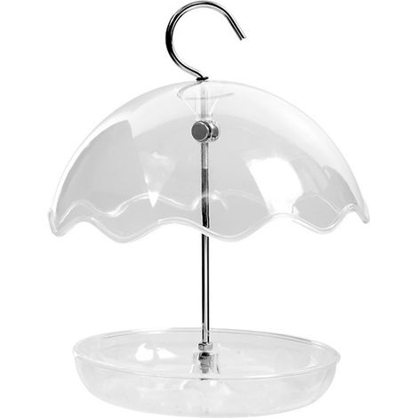 Comedero para pájaros - Estación de alimentación exterior - Para alimentar aves - Diseño de plataforma abierta - 23 cm de alto - Transparente (1/5)